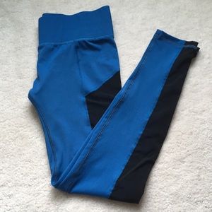 Noli yoga pants. Blue w/ black, sheer side panels